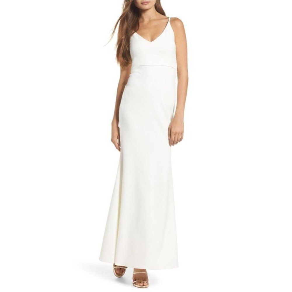 Lulu's Dress White  Infinite Glory BodyCon Maxi‎ Dress Size Medium